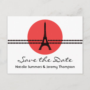 Mod Pariser Punkte Save the Date Postkarte, Rot Ankündigungspostkarte