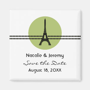 Mod Parisian Dots Save the Date Magnet, Green Magnet