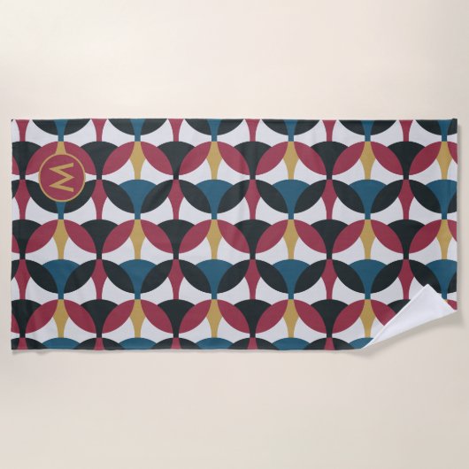 Mod Pattern Beach Handtuch mit Monogramm (Vorderseite)