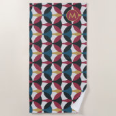 Mod Pattern Beach Handtuch mit Monogramm (Vorderseite)
