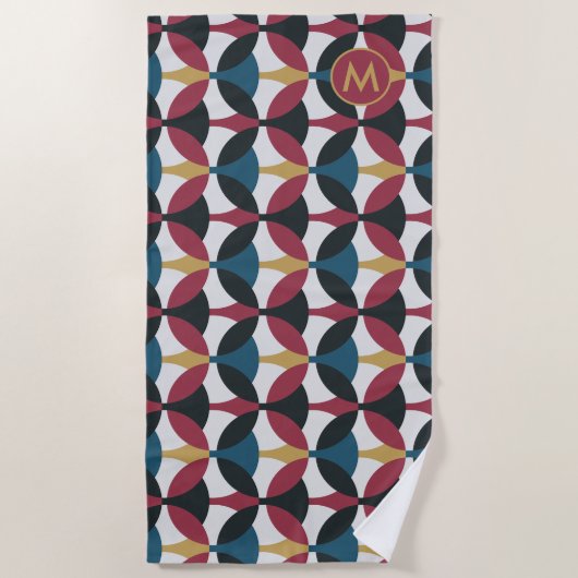Mod Pattern Beach Handtuch mit Monogramm (Vorderseite)