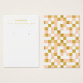 Mod Peach Gold Checkerboard Earring Display Cards (Vorne & Hinten)