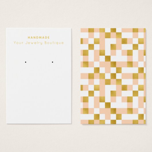 Mod Peach Gold Checkerboard Earring Display Cards (Vorne & Hinten)