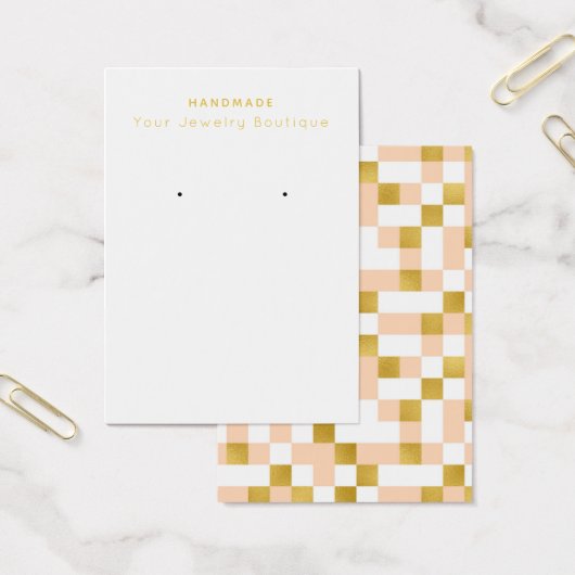 Mod Peach Gold Checkerboard Earring Display Cards (Büro)