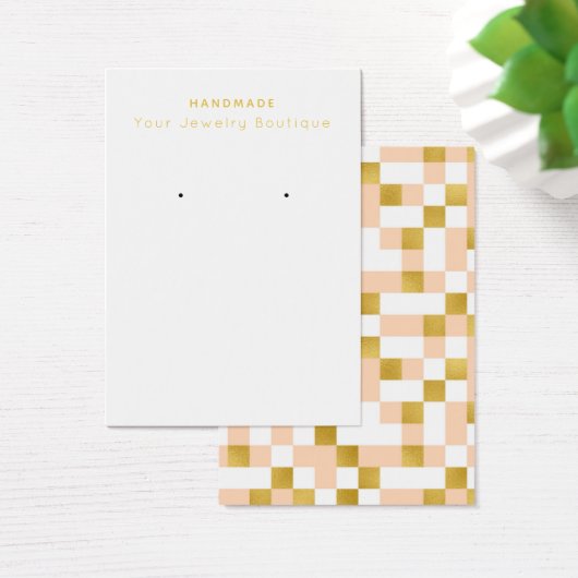 Mod Peach Gold Checkerboard Earring Display Cards (Schreibtisch)