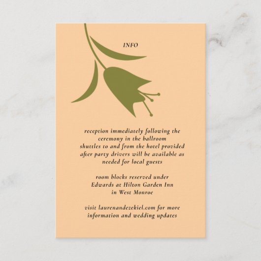 MOD PEACH & OLIVE TULIP WEDD BEGLEITKARTE (Vorderseite)
