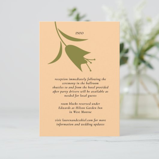 MOD PEACH & OLIVE TULIP WEDD BEGLEITKARTE (Stehend Vorderseite)