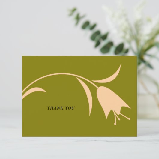 MOD PEACH & OLIVE TULIP WEDD DANKESKARTE (Stehend Vorderseite)