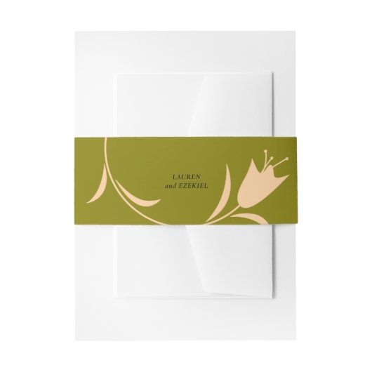 MOD PEACH & OLIVE TULIP WEDD EINLADUNGSBANDEROLE (Vorderseite Beispiel)