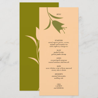 MOD PEACH & OLIVE TULIP WEDD MENÜKARTE