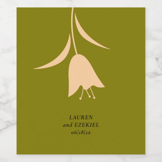 MOD PEACH & OLIVE TULIP WEDD WEINETIKETT (Einzelnes Label)
