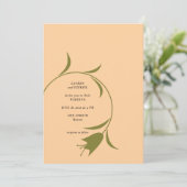 MOD PEACH & OLIVE TULIP WEDING Einladung (Stehend Vorderseite)