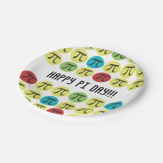 Mod Pi Party liefert farbenfrohe Pi-Papierplatte Pappteller (Schrägansicht)