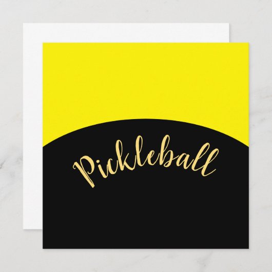 Mod Pickleball Script Bright Yellow Black Curves Einladung (Vorne/Hinten)