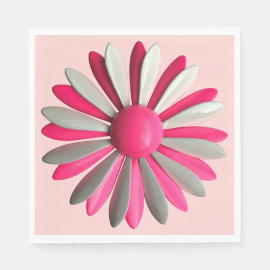 MOD PINK 60er Blume - Blumenfrühlingssommergarten Serviette (Vorderseite)