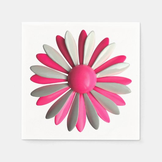 MOD PINK Blume Button - Blumenfrühlingssommergarte Serviette (Vorderseite)
