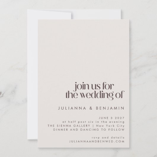 Mod Pink Brown Wedding Einladung (Vorderseite)