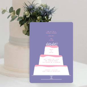Mod Pink Iced Wedding Cake Couple Dusche Einladung