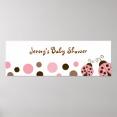 Mod Pink Ladybug Babydusche Banner Zeichen Poster (Vorne)