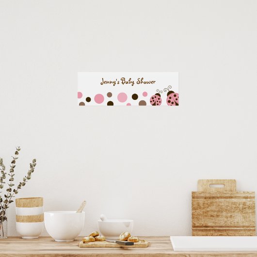 Mod Pink Ladybug Babydusche Banner Zeichen Poster (Küche)