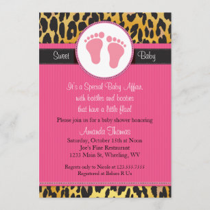 Mod Pink Leopard Print Baby Dusche Einladung