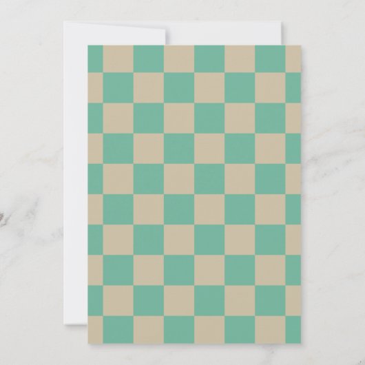 Mod Pink Mint Green Checkerboard Graduation Party Einladung (Rückseite)