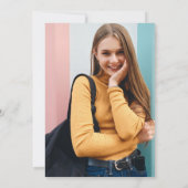 Mod Pink Mint Green Karo Foto Graduation Party Einladung (Rückseite)