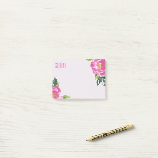 Mod Pink Peonies Post-it Klebezettel (Auf Schreibtisch)