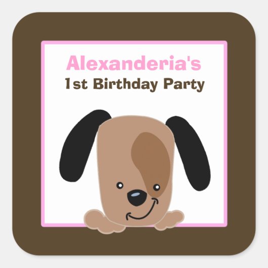 Mod Pink Puppy Square bevorzugen Sticker (6 große) (Vorderseite)
