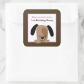 Mod Pink Puppy Square bevorzugen Sticker (6 große) (Tasche)