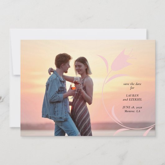 MOD PINK TULIP WEDD SPEICHERN DAS DATUM EINLADUNG (Vorderseite)