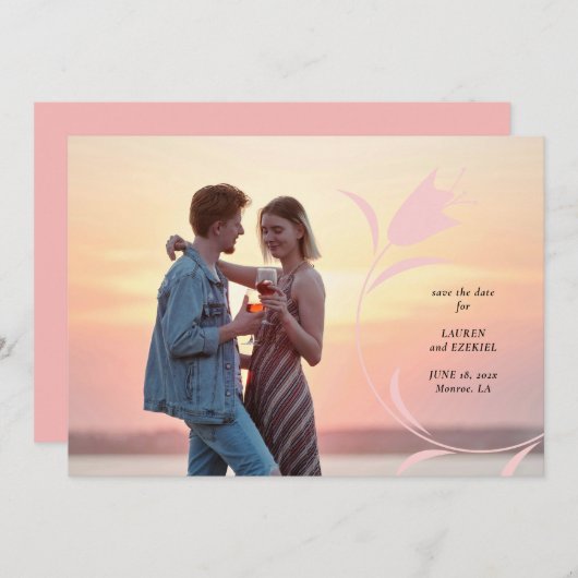 MOD PINK TULIP WEDD SPEICHERN DAS DATUM EINLADUNG (Vorne/Hinten)