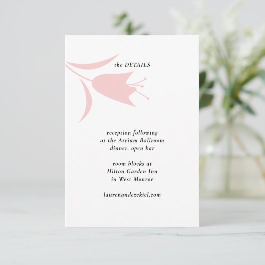 MOD PINK TULIP WEDDING BEGLEITKARTE (Stehend Vorderseite)