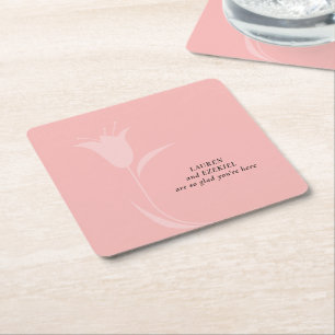 MOD PINK TULIP WEDDING RECHTECKIGER PAPPUNTERSETZER