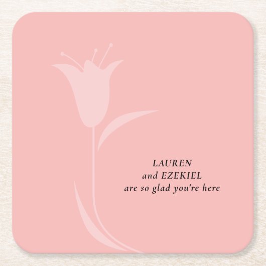 MOD PINK TULIP WEDDING RECHTECKIGER PAPPUNTERSETZER (Vorderseite)