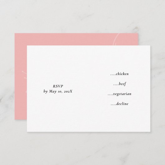 MOD PINK TULIP WEDDING RSVP KARTE (Vorne/Hinten)