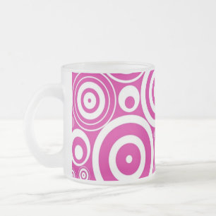 Mod Pink und Weiß konzentrierte Retro-Kreise Mattglastasse