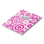 Mod Pink und Weiß konzentrierte Retro-Kreise Notizblock (Rotiert)