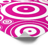 Mod Pink und Weiß konzentrierte Retro-Kreise Poster (Ecke)
