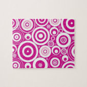 Mod Pink und Weiß konzentrierte Retro-Kreise Puzzle (Horizontal)