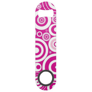 Mod Pink und Weiß konzentrierte Retro-Kreise Speed Flaschenöffner