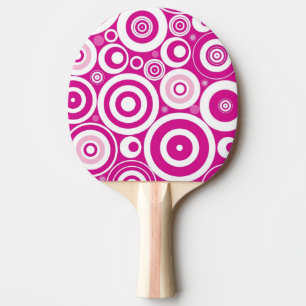Mod Pink und Weiß konzentrierte Retro-Kreise Tischtennis Schläger