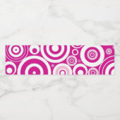 Mod Pink und Weiß konzentrierte Retro-Kreise Wasserflaschenetikett (Einzelnes Label)