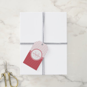 Mod Pink und White Polka Dots Monogramm mit Name Geschenkanhänger