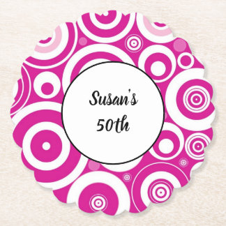 Mod Pink weiß Konzentrische Retro-Kreise 50. Untersetzer