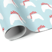 Mod Polar Bears - Blue Christmas Wrapping Paper Geschenkpapier (Rolleneckpunkt)