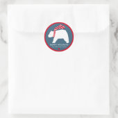 mod polar bears- navy blue- round holiday stickers (Tasche)
