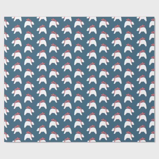 Mod Polar Bears - Navy - Weihnachtswrapping Paper Geschenkpapier (Flach)