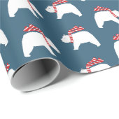 Mod Polar Bears - Navy - Weihnachtswrapping Paper Geschenkpapier (Rolleneckpunkt)