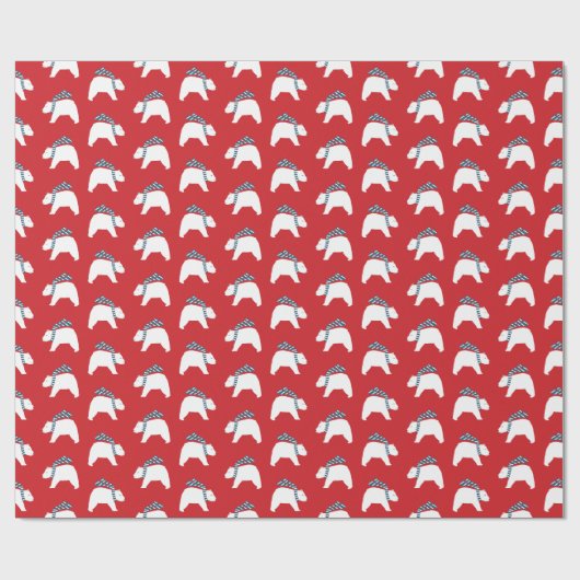 Mod Polar Bears - Rot - Weihnachtswrapping Paper Geschenkpapier (Flach)